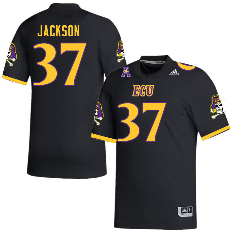 Men #37 Keyshawn Jackson ECU Pirates College Football Jerseys Stitched-Black